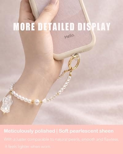 TIANTAIYUE Beaded Phone Charm Strap for Women, Aesthetic Crystal Glass & Pearl Wrist Lanyards, Universal Anti-Lost Detachable Cell Phone Chain for Smartphone Case, Camera, Keys, Gift for Her - Thumbnail 2