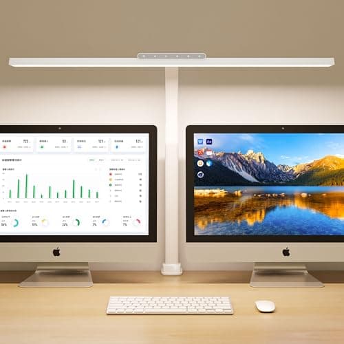 Desk Lamp with Clamp, LED Eye-Caring Clip on Desk Lights for Home Office, Tall Touch Control Dimmable Computer Light with Color Changing, 24W Brightest Architect Desktop Lamp for Screen, White - Image 1