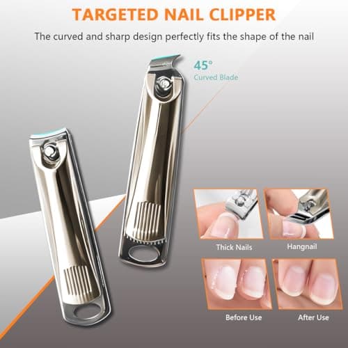 Nail Clippers Set 7 Pcs, Stainless Steel Toenail & Fingernail Clipper Set, Portable Travel Mens Nail Cutter, Manicure Grooming Kit for Men, Women, Gift Ideas (Brown) - Thumbnail 4