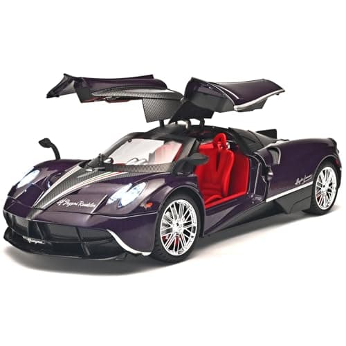 RZAPE Car Toys for Boys 1 18 Scale Diecast Cars Compatible for Pagani Huayra Dinastia Model Car Kits Collection,Metal Pull Back Cars with Light and Sound,Toy Cars for Boys Age 4-7（Purple） - Image 1