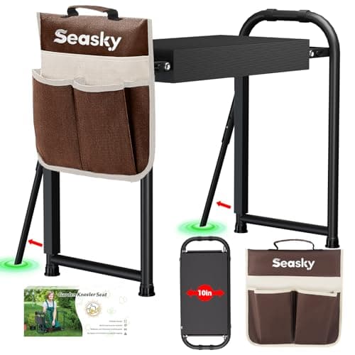 seasky Foldable Garden Kneeler and Seat, Anti-Tipping Gardening Bench Widened Thick Soft Kneeling Pad, Heavy Duty Gardening Stool with Tool Bag,Gardening Gift for Women - Image 1