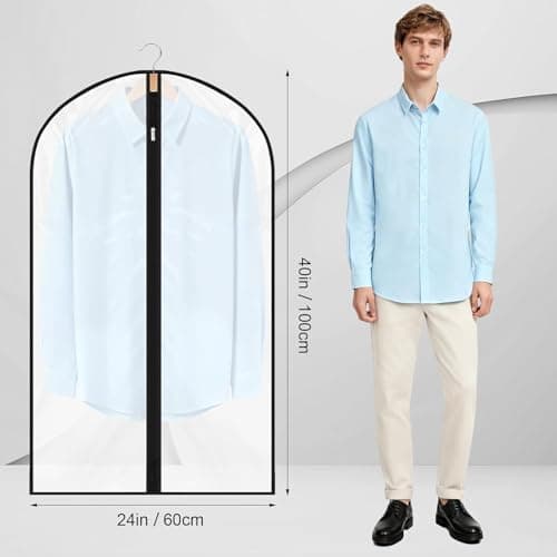 12 Pack Garment Bags 60 * 100cm, 40in PEVA Translucent Garment Covers, Suit Storage Bags, Dress Organizer Bags Used To Protect Shirts, Winter Coats, Jackets - Thumbnail 2