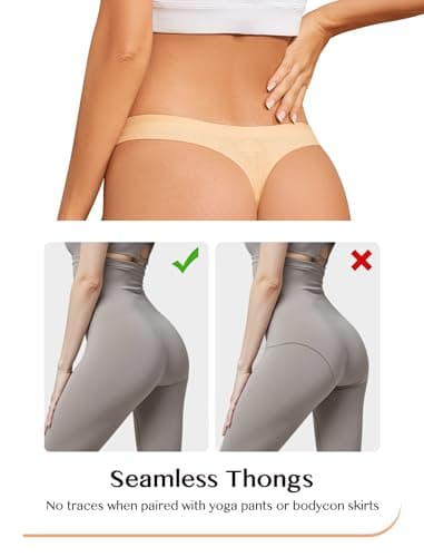 ANSUKOO Seamless Thongs for Women Underwear 6Pack,No Show Ladies Workout Thong,No Line Breathable Comfortable Sport Panties Assorted - Thumbnail 4