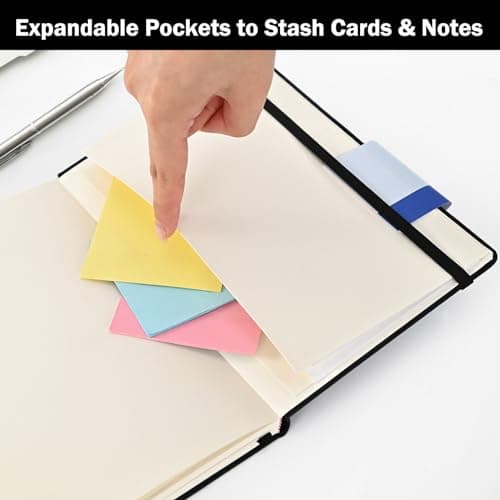 SUQJOY Lined Journal Notebooks, 4 Pack 160 Pages, 5.5x 8.2-Inch Journals for Women Men, Hardcover Notebook with 100 gsm Thick Paper, A5 Size College Ruled Notebook for Writing/Travel/Work (Black-4 Pack) - Thumbnail 6