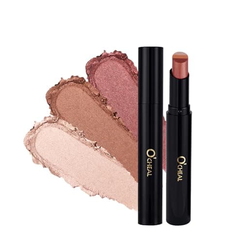 O'CHEAL Three Color Gradient Eyeshadow Stick Matte Shimmer Waterproof Long-lasting Crease-proof & easy to apply, suitable for dailymakeup touch-ups，Eye shadow pen for Make Up 04#Fine Glitter Roses