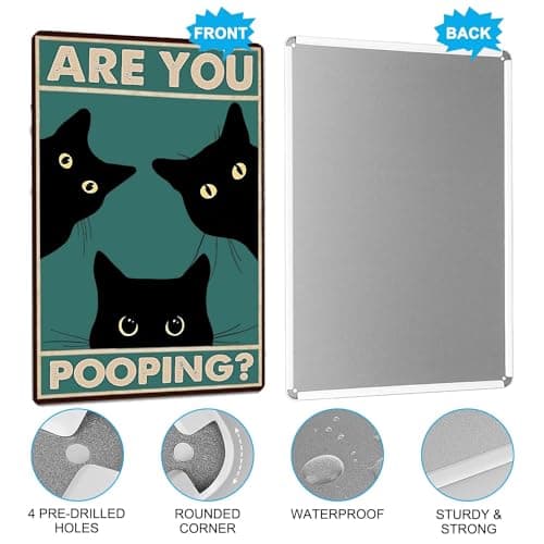 Carastora Bathroom Vintage Metal Tin Sign Funny Sarcastic Party Wall Art Decor Toilet Signs For Bathroom Door Restroom Door Signs Are You Pooping 12x8 Inches - Thumbnail 5