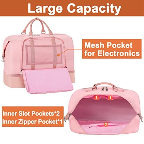 Travel Weekender Bag for Women, 21" Overnight Bag with Shoe Compartment 50L Large Travel Duffel Bag Carry On Tote for Weekend, Overnight, Business Trips, Water Resistant - Thumbnail 6
