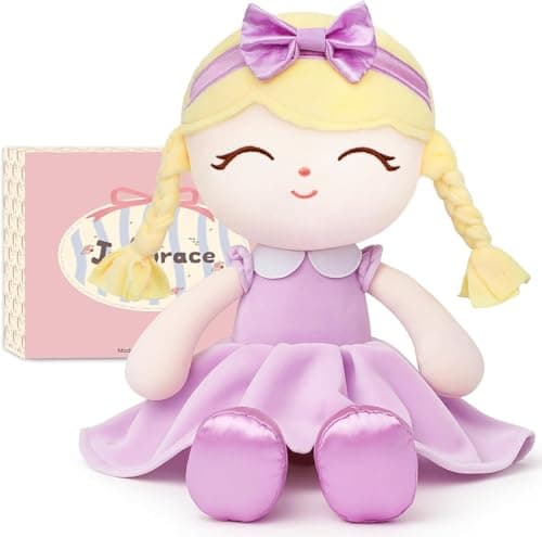 Jumbrace Soft Baby Doll Toys 16inch, Baby Rag Doll for One Year Old Girl Birthday Gift,Princess Style Plush Toys for Toddler Kids Infants (Purple) - Image 1