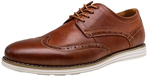 Vostey Men's Dress Oxford Shoes - Leather Wingtip Dress Shoes for Casual Occasions (BMY629 Oxblood 12) - Image 1