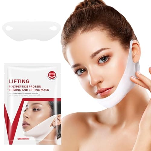 YAFUSIPE V Line Face Lifting Mask, 10 Pack V Line Chin Strap Lifting Double Chin Reducer, Polypeptide Protein Collagen Neck and Face Slimming Masks, Hydrating Neck Sheet Mask for Women Tightening - Thumbnail 4