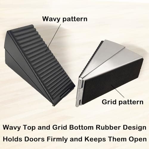 HOOFUS Adjustable Spring Large Door Stop,Heavy Duty Tall up to 3.14 inches Wedge Door Stoppers for Bottom of Door,Stainless Steels Door Holder (Black Brushed, 2 Pack) - Thumbnail 3