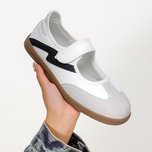 Foiola Womens Sneakers Casual Lightweight Tennis Shoes Slip on Footwear Women's Fashion Retro Sneakers for Dress Jeans Skirts White - Thumbnail 2