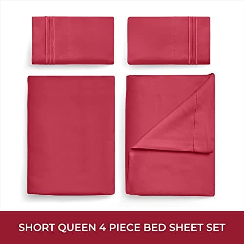 Mellanni RV Short Queen Sheets - 4 PC Iconic Collection Bedding - Hotel Luxury, Extra Soft, Cooling Bed Sheets - Deep Pocket up to 10 inch (RV/Short Queen, Brick Red) - Thumbnail 3