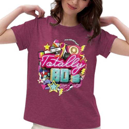 80s Shirt for Women - I Love The 80s Music Neon Party Tee, Retro Short Sleeve Casual Top for Concert & Costume - Thumbnail 4