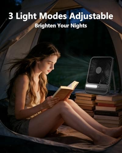 BIVBTP 7-Inch Portable Travel Fan, Cruise Ship Approved, 28H 8000mAh Ultra-Thin Quiet Rechargeable Battery Operated Desk Fan with Timer & LED Display for Bedroom, Office, Camping - Thumbnail 3
