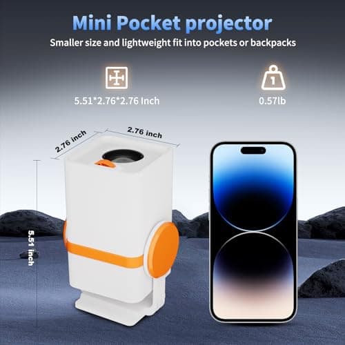Mini Projector,Portable projector with wifi and bluetooth,Outdoor projector Can Be Powered By Power Bank,Small Movie Projector,180° Rotatable,Andriod 13,Built-in App,Auto Keystone,Dess T1(Blue) - Thumbnail 5