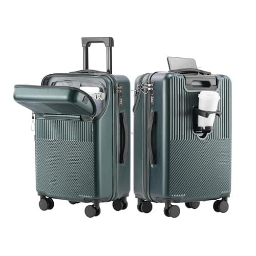 Aivens 20 Inch Carryon Suitcase with Wheels & Cup Holder, Lightweight Hardshell Travel Luggage with TSA Lock, Portable Carry On Luggage for Short Trips (Green) - Image 1