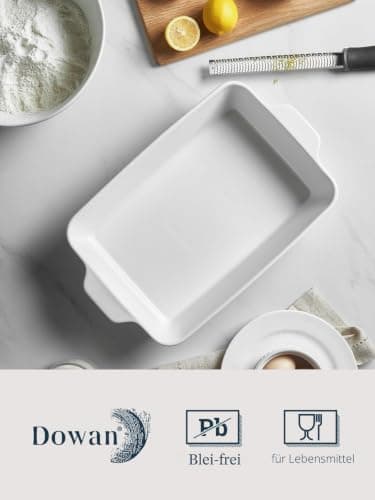 DOWAN Casserole Dish, 9x13 Ceramic Baking Dish, Large Lasagna Pan Deep for Oven, 4.2 Quarts Baking Pan with Handles, Oven Safe and Durable Bakeware for Lasagna, Home Decor, Wedding Gift, Soft White - Thumbnail 3