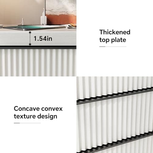 FUSUNBAO Fluted Night Stand with Charging Station,3 Drawers Large End Table with Storage,Natural Nightstand Wood Bedside Tables,Farmhouse Cabinet Dresser for Bedroom,Sofa Table(White Oak) - Thumbnail 4