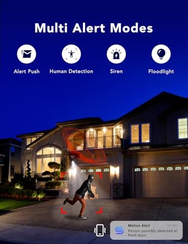 FAMVIVA 2K Wired Security Camera, Indoor/Outdoor for Home, Pet, Baby, Nanny, IP65 Waterproof Color Night Vision, White Light & Siren, Recording, Motion Detection, Works with Alexa,Plug in, White-4P - Thumbnail 5