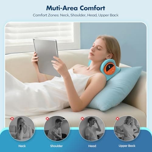 2026 Neck Massager 4-in-1 with Deep Tissue 3D Kneading & Soothing Heat - Portable Cordless Pillow for Cervical Traction, Shoulder and Back Relief, 9 Intensity Levels with Type-C Charge For Home Office - Thumbnail 5