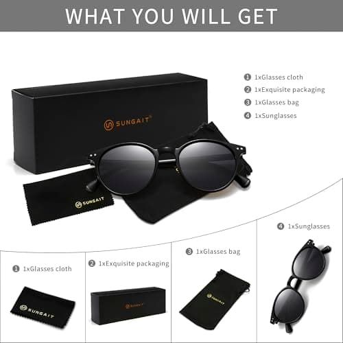 SUNGAIT Women's Classic Vintage Round Polarized Sunglasses Retro Style UV400 SGT167-LHH - Thumbnail 5