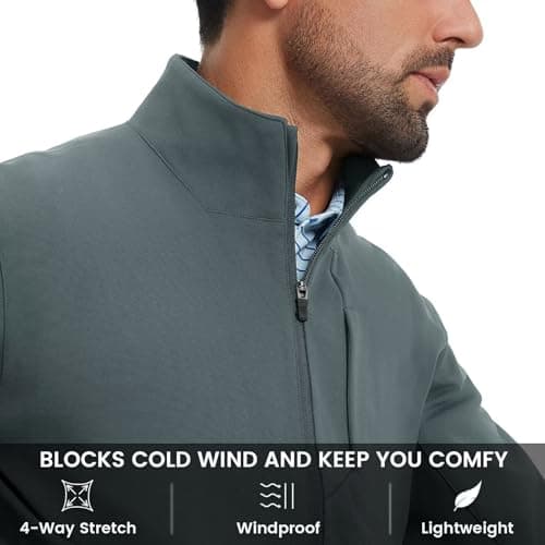 MAELREG Men's Lightweight Softshell Jackets Stand Collar Windbreaker Full Zip Up Coat with Pockets Outdoor Casual - Thumbnail 5