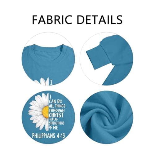 Ladicme Christian Sweatshirts For Women Oversized I Can Do All Things Daisy Graphic Pullover Top Casual Loose Fit Tops - Thumbnail 6