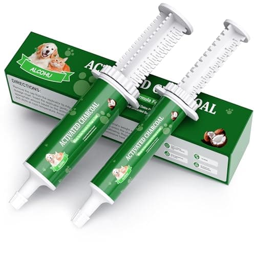 Alcohu Activated Charcoal for Dogs Cats,Pet Poison Emergency Kit, Toxin Absorber with High-Activity Charcoal & Kaolin, Supports Digestive from Chocolate/Grapes/Onions, Using for Home, Travel 30+60ml