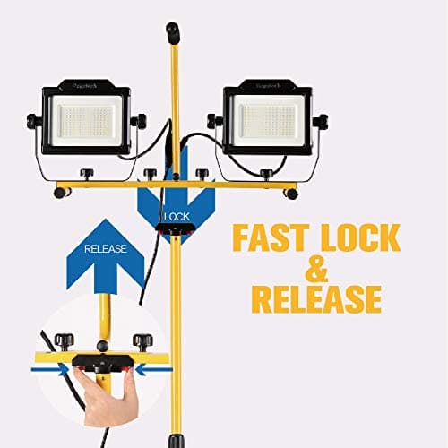 DAYATECH 180W 20000 Lumen Dual-Head LED Work Light with Tripod Stand, 4 Brightness Adjustable, IP 65 Waterproof 10 Ft Power Cord - Thumbnail 2