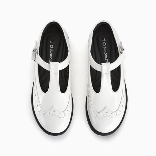 PATPAT Girls School Shoes Mary Jane Shoes Uniform Dress Flats T-Strap Chunky Heel Round Toe Loafers Oxfords for Little/Big Kids White size9 - Thumbnail 5