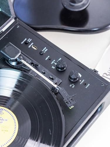 Arkrocket Coryphaeus Vinyl Record Player 3-Speed Bluetooth Input and Output Built-in Speakers with Magnetic Cartridge Auto Off (Black Green) - Thumbnail 4