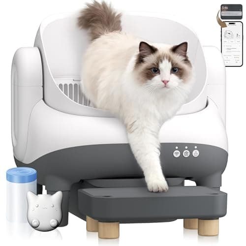 MeowWhimsy S7 Pro Self Cleaning Litter Box, Automatic Open Top, App Control, Extra Large Electric for Multi-Cat, Includes Pedal Mat and Bags - Image 1