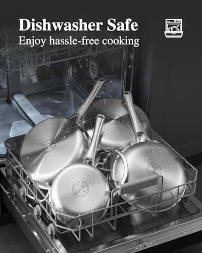 VocVoi Stainless Steel Pan, 12 Inch Frying Pan, PFOA & PTFE Free, Non Toxic Skillet, Dishwasher & Oven Safe, Induction Compatible, Ceramic & Gas Cooktops - Thumbnail 5