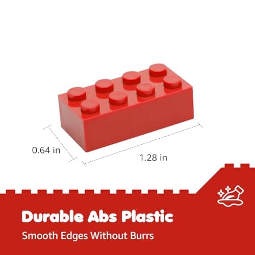 Lekebaby Classic Building Bricks, 100 Piece 2x4 Building Blocks STEM Creative Building Toys Compatible with All Major Brands, Educational Toy for Boys Girls 6 Years Old and Up(2x4 Red) - Thumbnail 2