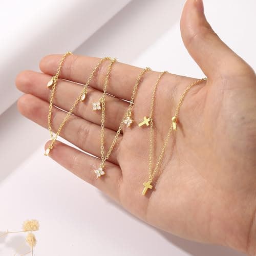 Ursteel 14K-Gold-Plated Clover Necklace for Women, Dainty 14K-Gold-Plated Necklace for Women Teen Girls Station Necklaces Four Leaf Clover Jewelry Gifts for Teenage Teen Girl Gifts Trendy Stuff - Thumbnail 6