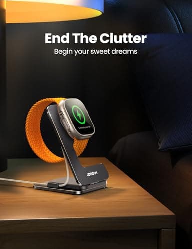 JOYROOM Watch Stand for Apple Watch Magnetic Fast Charging- Desk Charger Stand Holder Dock for Apple iWatch Ultra3/2/1, Series 11/10/9/8/7/6/5/4/3/2/1, SE3/2/1 (49/46/45/44/42/41/40/38mm)(Black) - Thumbnail 2
