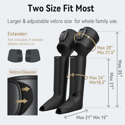 FIT KING Cordless Leg Massager – Full Compression Boots for Foot & Calf, Air Massage for Circulation, Edema, Pain Relief & Recovery, Portable Rechargeable with No Hoses, Gift for Dad Mom - Thumbnail 4