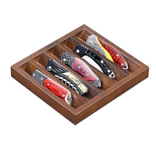 amoard Knife Display Case Knife Holder for Pocket Knife Case Storage, Edc Tray Fits Edc Flashlight (Walnut,1 Pack) - Image 1