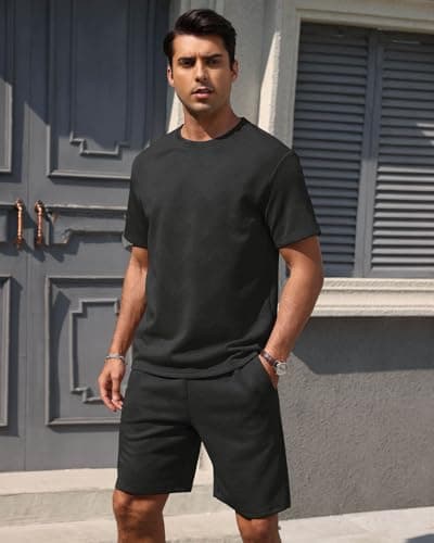 Aiyino Men’s 2-Piece T-Shirt & Shorts Set – Casual Track Suit for Summer - Thumbnail 3