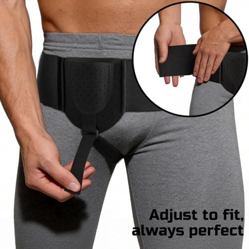 HOTRYEE Hernia Belts for Men & Women, Inguinal Hernia Belt for Men Fits Left or Right Hernia, Hernia Support for Men With Adjustable Waist Strap & Compression Pressure Pad for Pre & Post-Surgery | Black - Thumbnail 4