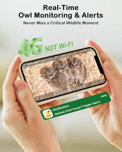Owl Box with Camera Solar Powered,Large Pinewood Owls Nesting Box for Screech owl,4G Cellular,2K HD,Instant Alerts,Night Vision,APP Control,Nest Box for Outside（NOT WiFi） - Thumbnail 6