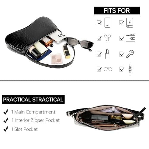 Goinsound Designer Purse for Women Crocodile Clutch Shoulder Bag for Women Black Crocodile Purse for Daily Use - Thumbnail 4