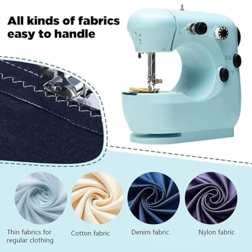 301FRJ Sewing Machine Kits for Home & School | Beginner-Friendly 2-Speed Mini Machine for DIY Crafts, Household Repairs & Fun Skill-Building with Kids & Adults - Thumbnail 3