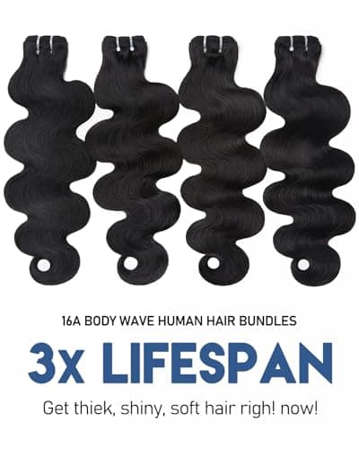 Lucklady 16A Raw Bundles Human Hair Body Wave, 3 Bundles 18 20 22 Inch Body Wave Bundles Human Hair, Triple Lifespan Virgin Remy hair - Thumbnail 4