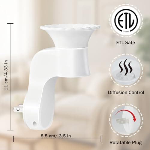 Wall Fragrance Plug – WallFlower Plug in, Essential Oil Diffuser Plug, ETL Certified, Compatible with Bath and Body Works WallFlower Refills, Plug in Diffuser for Home, Office, 2 PCS (Plug Only) - Thumbnail 2