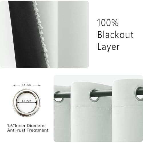 LIMON HOME White 100% Blackout Curtains 96 Inch Length Off White Linen Curtains Farmhouse Decor for Living Room Bedroom Thick Llinen Curtain 2 Panels Set - Thumbnail 5