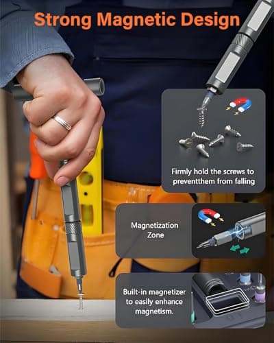42 in 1 Magnetic Screwdriver Set, Ratchet Screwdriver Set, DIY Multi Bit Magnetic Drive Set with Detachable Ratchet Handle, Portable Compact Repair Tool Kit for Furniture Computer Bicycle, Orange - Thumbnail 5