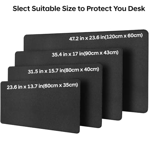 Yuwiiuuo Leather Desk Pad Protector, Office Desk Mat, Large Mouse Pad, Non-Slip PU Leather Desk Blotter, Waterproof Computer Desk Writing Pad for Office and Home (Black, 23.6" x 13.7") - Thumbnail 6