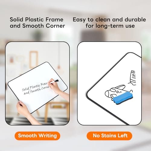 Tonsmile Magnetic Whiteboard, 2 Pack A3 Double Sided Dry Erase Board, Mini Whiteboard with 10 Pens and 2 Erasers, 16" x 12" Durable Portable Small White Boards for Home, Office & Classroom - Thumbnail 4